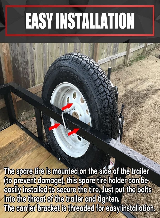 VIAGL U-Bolt Trailer Spare Tire Bracket, Spare Tire Carrier Galvanized Threaded Spare Tire Mount Bracket Side Mount 4 or 5 Lugs fit for Fishing Boat, Ski Boat or Sailboat Trailer - Image 2