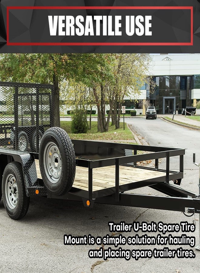 VIAGL U-Bolt Trailer Spare Tire Bracket, Spare Tire Carrier Galvanized Threaded Spare Tire Mount Bracket Side Mount 4 or 5 Lugs fit for Fishing Boat, Ski Boat or Sailboat Trailer - Image 4