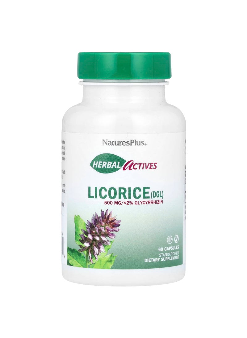 NaturesPlus Herbal Actives, Licorice (DGL), 500 mg, 60 Capsules