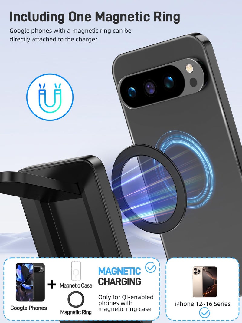 NeotrixQI Magnetic Wireless Charger for Google Pixel Watch 3/2, 3 in 1 Foldable Wireless Charging Station for Google 10/10 Pro XL/10 Pro/9/8/7/6, Pixel Buds Pro 2(Not Pixel Watch 4/1) with Adapter - Image 3