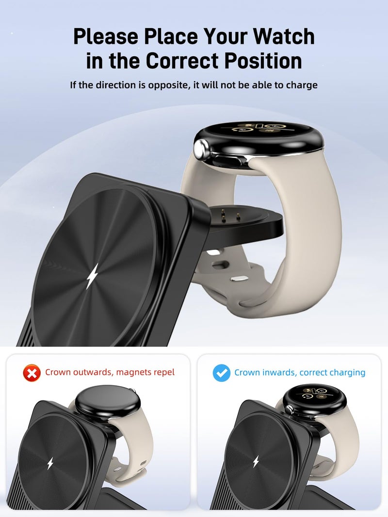 NeotrixQI Magnetic Wireless Charger for Google Pixel Watch 3/2, 3 in 1 Foldable Wireless Charging Station for Google 10/10 Pro XL/10 Pro/9/8/7/6, Pixel Buds Pro 2(Not Pixel Watch 4/1) with Adapter - Image 2