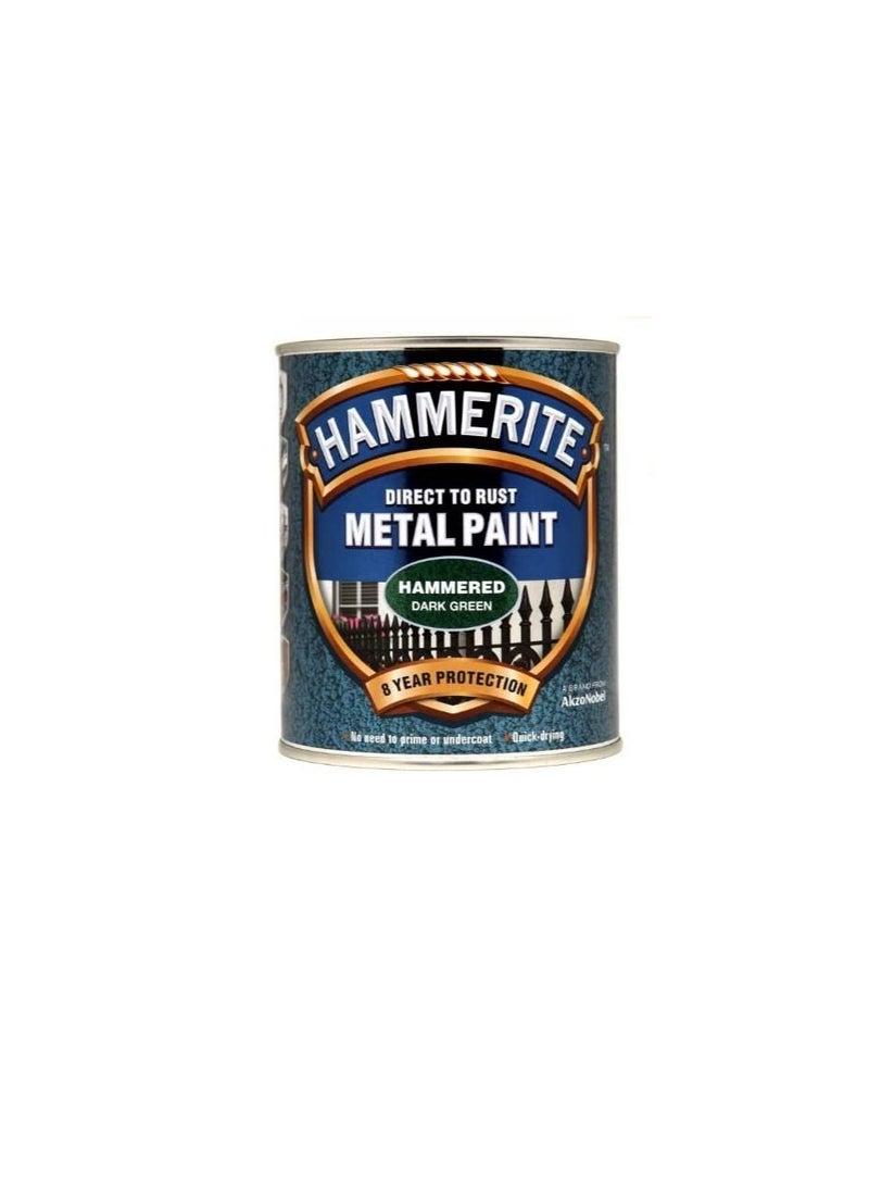 Hammerite Metal Paint Hammered Dark Green 750ml - Image 1
