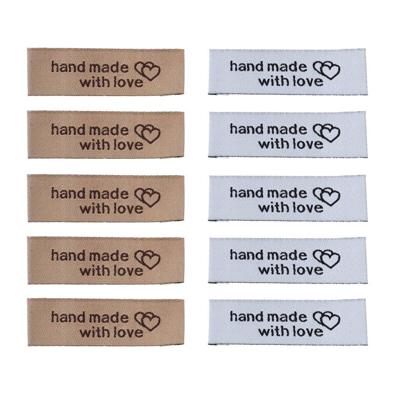 Wenplus 100 Pcs Clothing Labels Woven Sewing Labels Handmade with Love Labels Fabric Labels Embroidered On Label for Clothing Garment Crochet Sewing Decoration 2 Color