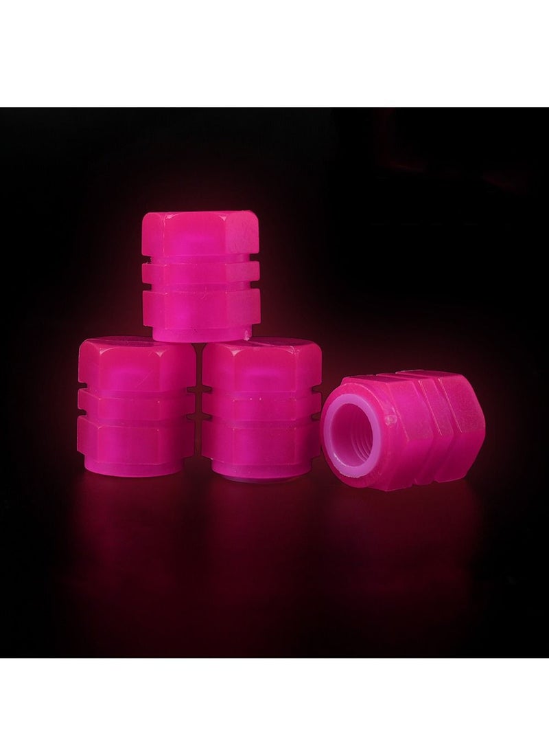 Generic 4-pieces Luminous Valve Caps Fluorescent Pink Night Glowing Car Motorcycle Bicycle Wheel Styling Tyre Hub Luminous Cap Decor  - Image 1
