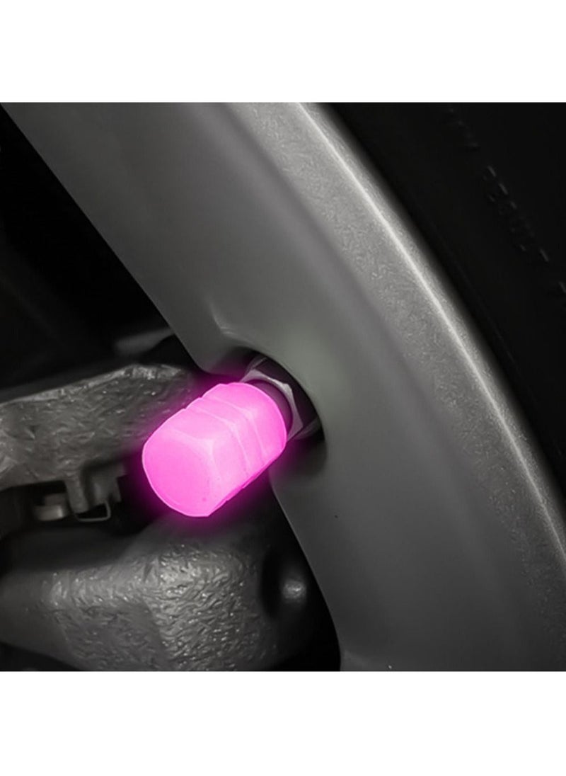 Generic 4-pieces Luminous Valve Caps Fluorescent Pink Night Glowing Car Motorcycle Bicycle Wheel Styling Tyre Hub Luminous Cap Decor  - Image 3