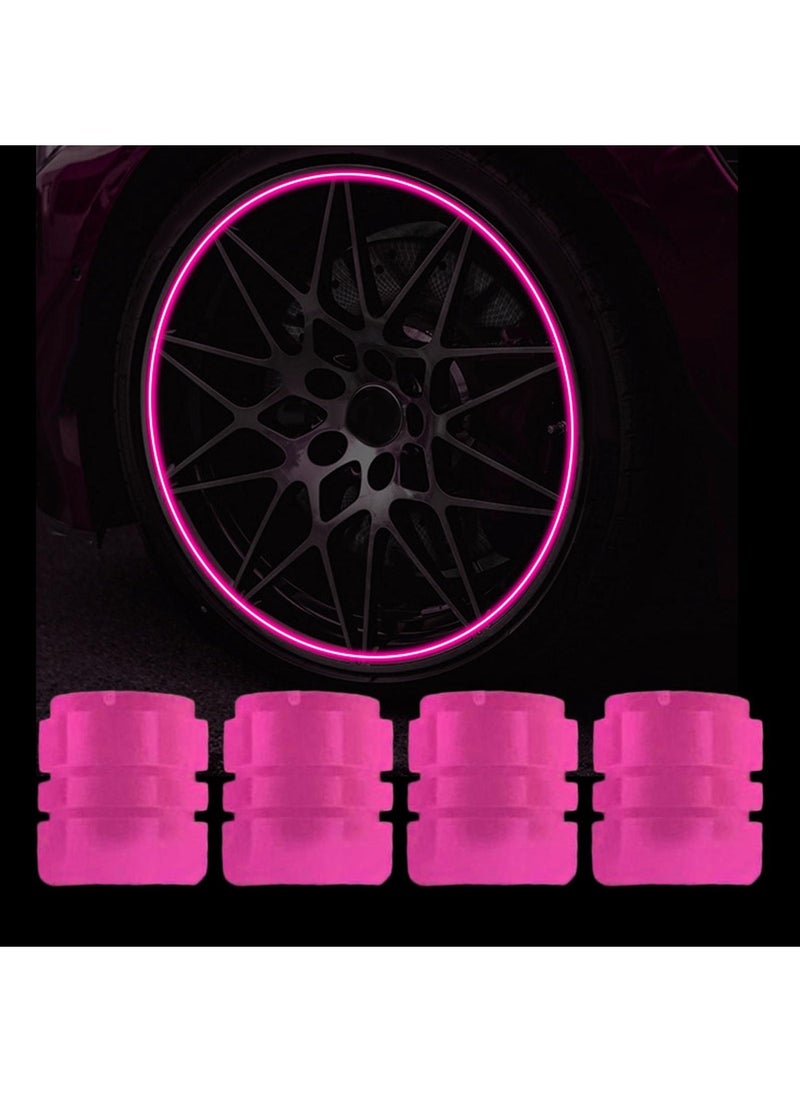Generic 4-pieces Luminous Valve Caps Fluorescent Pink Night Glowing Car Motorcycle Bicycle Wheel Styling Tyre Hub Luminous Cap Decor  - Image 2
