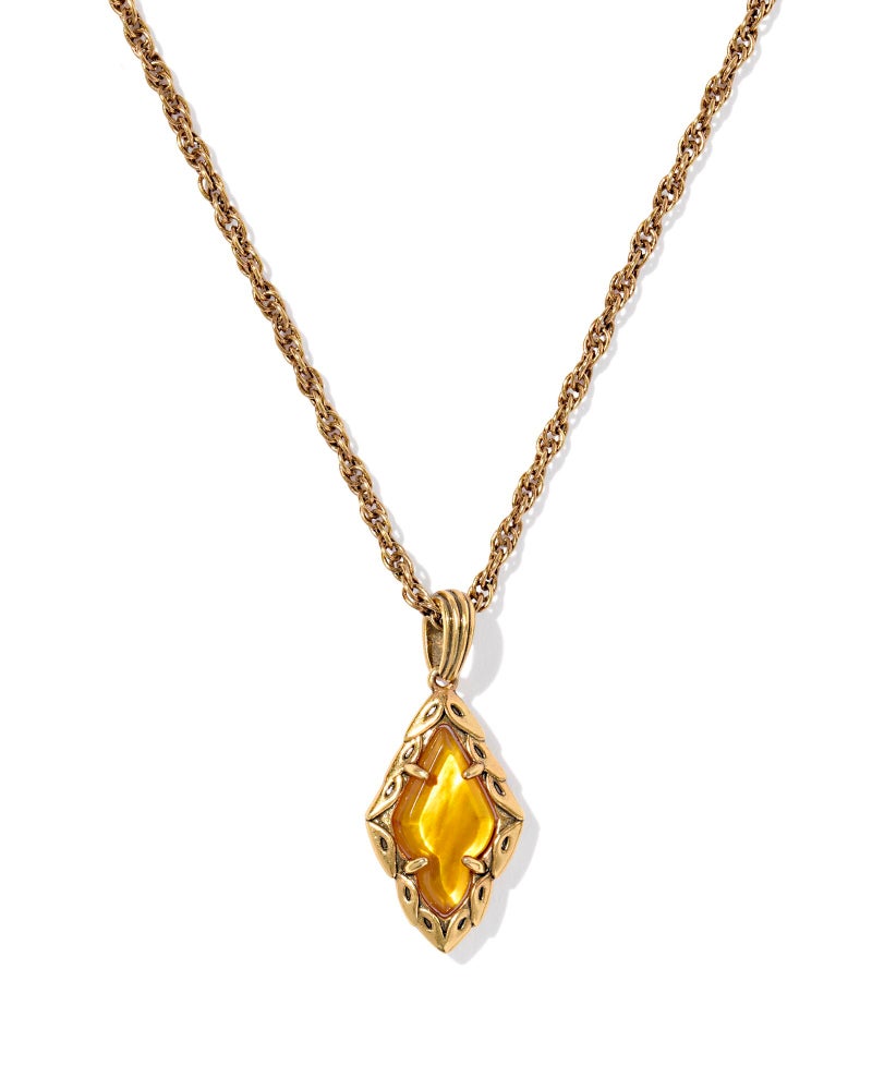 Kendra Scott Adeline Short Pendant Necklace, 14K Gold-Plated Brass, Fashion Jewelry for Women, Marbled Amber Illusion - Image 1