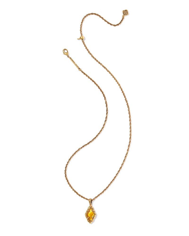 Kendra Scott Adeline Short Pendant Necklace, 14K Gold-Plated Brass, Fashion Jewelry for Women, Marbled Amber Illusion - Image 2