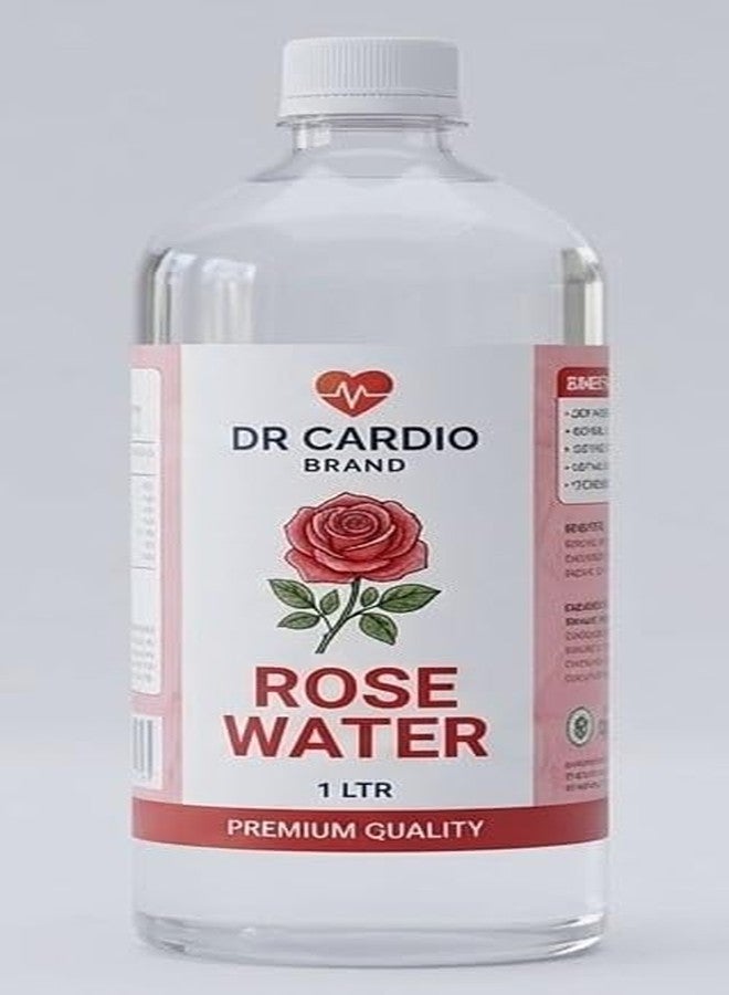 Dr Cardio Dr. Cardio Rose Water, Gulab jal 1L for Face Skin moisturizing hydrating Pure & Natural, makeup remover - Image 1