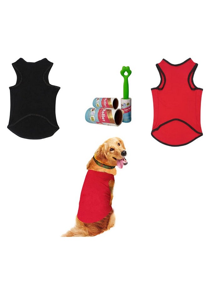 Sage Square Comfortable Cotton Dog T-Shirt With Lint Roller (Combo) For Dog, Puppy Tank Top Fashion Apparel (Red & Black, Xxsmall - 10 Inch)  - Image 1