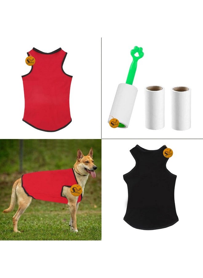 Sage Square Comfortable Cotton Dog T-Shirt With Lint Roller (Combo) For Dog, Puppy Tank Top Fashion Apparel (Red & Black, Xxsmall - 10 Inch)  - Image 4