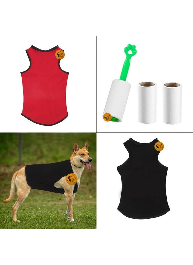 Sage Square Comfortable Cotton Dog T-Shirt With Lint Roller (Combo) For Dog, Puppy Tank Top Fashion Apparel (Red & Black, Xxsmall - 10 Inch)  - Image 5