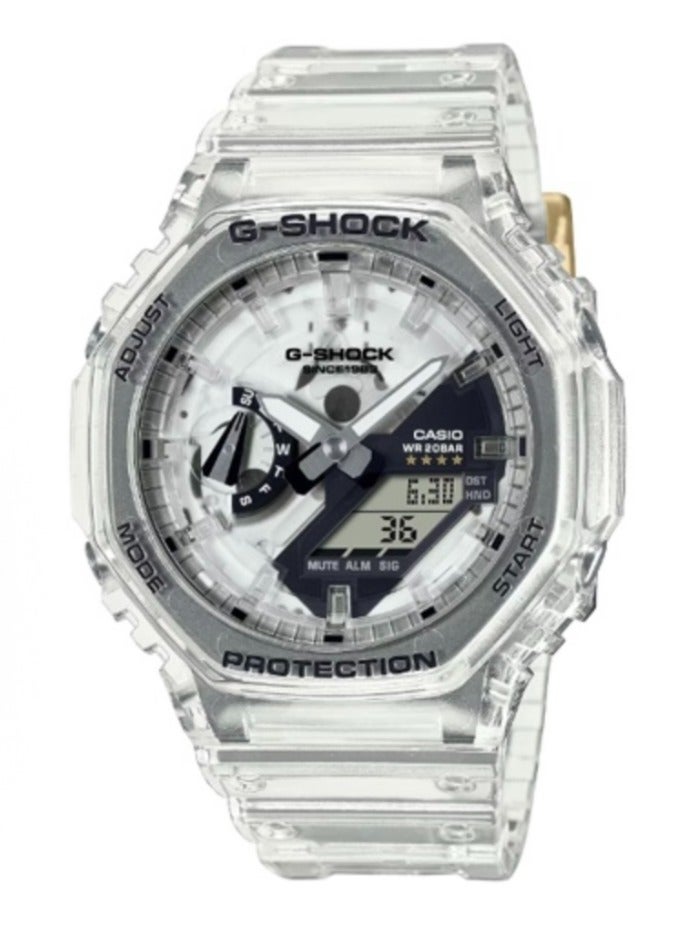 كاسيو كاسيو سلسلة LCD/المؤشرات المزدوجة سلسلة G-SHOCK الذكرى السنوية الأربعين CLEAR REMIX 200 متر مقاوم للماء الحركة الكوارتز حزام الراتنج ساعة للرجال لوحة بيضاء - Image 1
