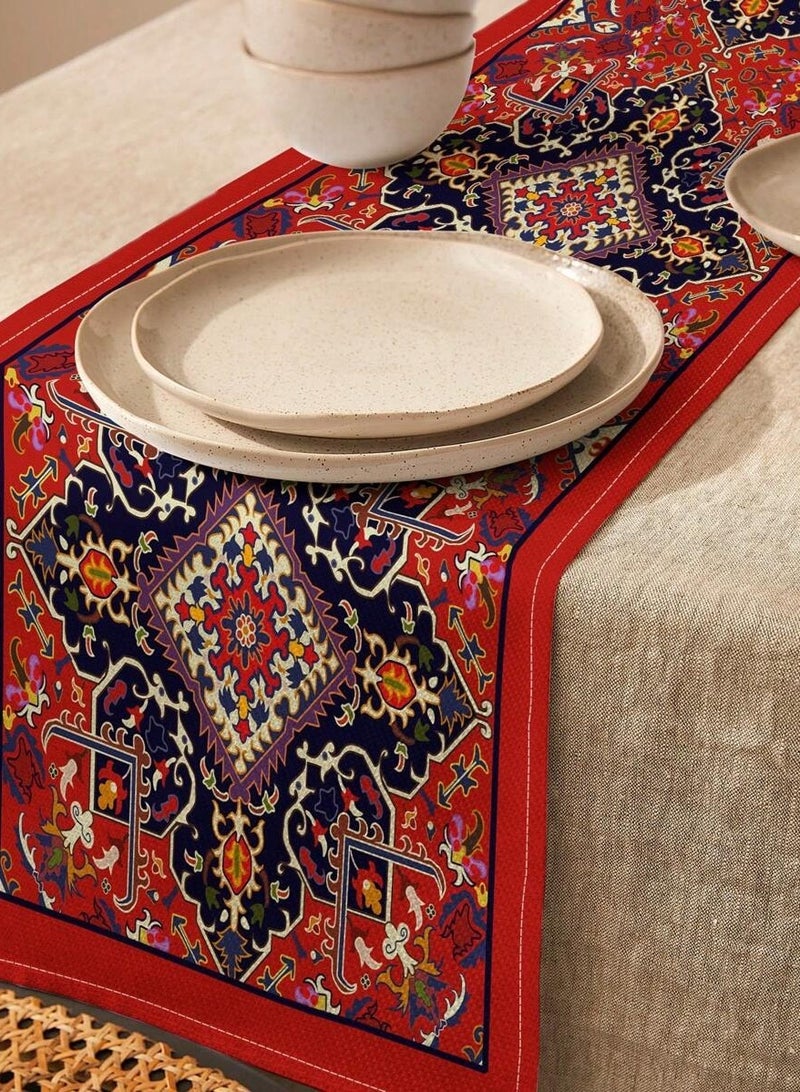 Tablecloth with an old bohemian geometric design suitable for the Ramadan table or any other occasions. Dimensions (90*33)  - Image 4