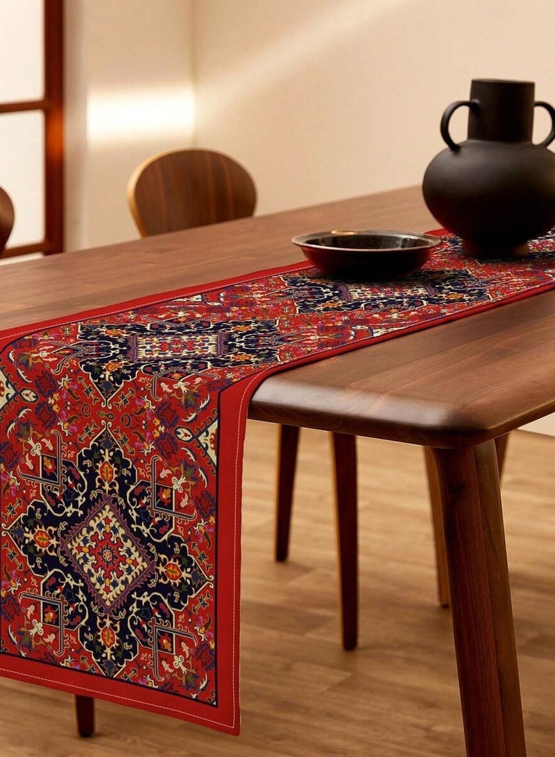 Tablecloth with an old bohemian geometric design suitable for the Ramadan table or any other occasions. Dimensions (90*33)  - Image 2
