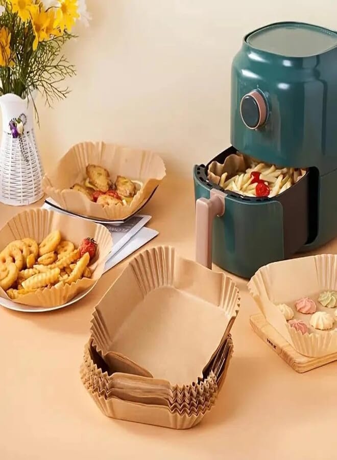 Air Fryer Parchment Paper Liner (100 Pieces - 16 x 4.5 cm) Pre-Cut to Fit Air Fryer Pan - by Prime Shop 