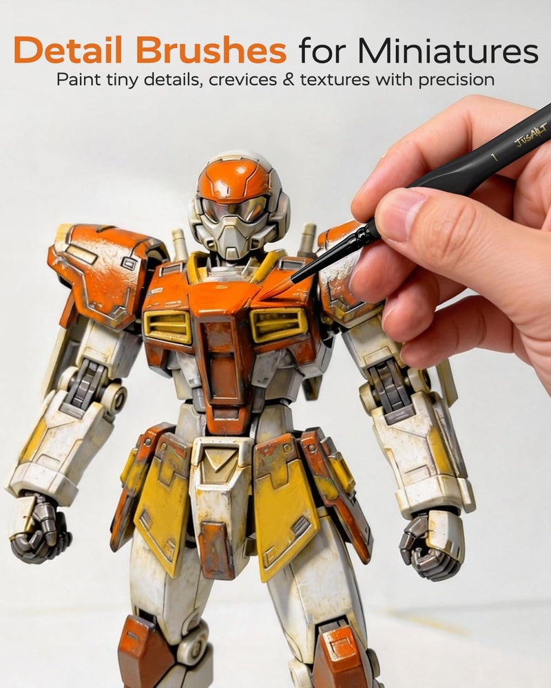 JusArt 24-Piece Detail Paint Brush Set, Miniature Paint Brushes for Models, Acrylic Oil Watercolor, Professional Fine Detail Brushes for Adults & Miniature Painters - Image 3
