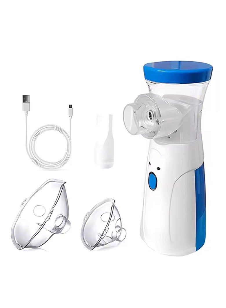 Portable Mesh Nebulizer Machine, Handheld USB Rechargeable Nebulizer with Adult & Child Masks, Quiet Low Noise, Compact for Home & Travel
