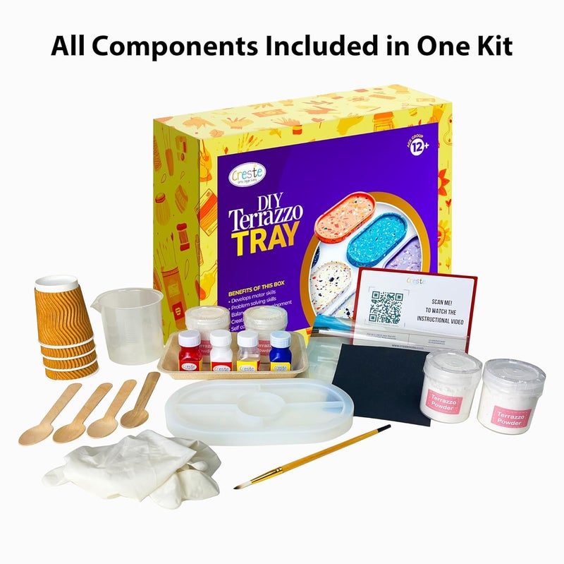 creste Terrazzo Tray Making Kit for Kids Ages 12 and for Adults Silicone Mould Resin Art Making Craft Kit DIY Fun and Engaging Activity Kit for Boys and Girls - Image 2