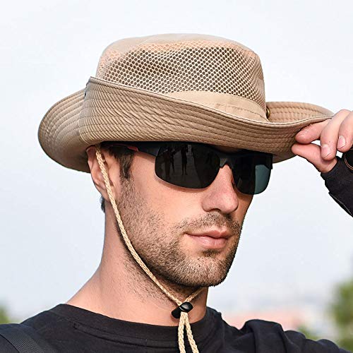 Gustave® Mens Sun Hat Wide Brim Summer Sun Cap UV Protection Fishsing Hat Foldable Bucket Hat Outdoor (Beige) - Image 2