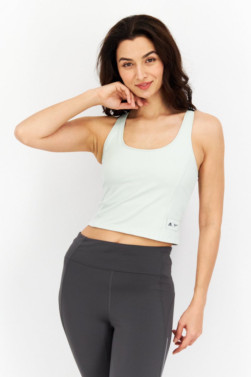 Adidas Women Sportswear Fit Training Top, Light Green  - Image 1