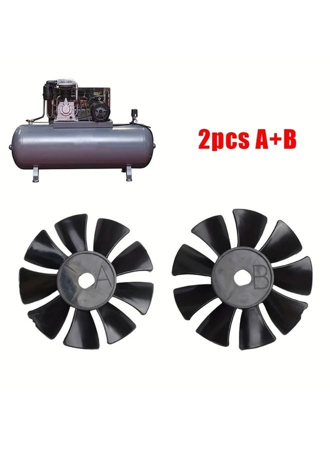 2Pcs Black Air Compressor Fan Blades Oil Free Pump Motor Cooling Accessories - Image 2