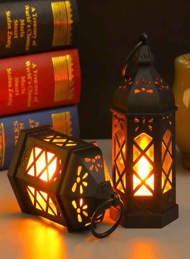 VRB Dec 2 Pcs Small Antique LED Lantern Pillar Candles Acrylic Flameless & Smokeless Decorative LED Tea Light Candle Perfect for Gifting, Home,Diwali, Christmas,Decorative Candles,Birthday (Model 9) - Image 4