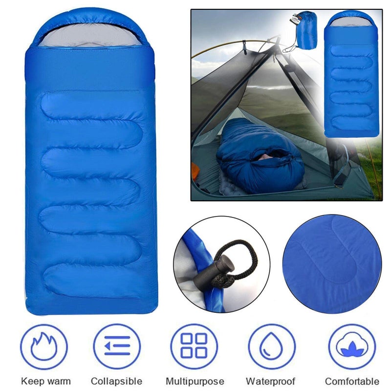 True Face Camping Sleeping Bag 3-4 Season Warm & Cool Weather Hooded Rectangular Single Sleep Bags For Hiking Backpacking Lightweight Packable Travelling Outdoor - Image 2
