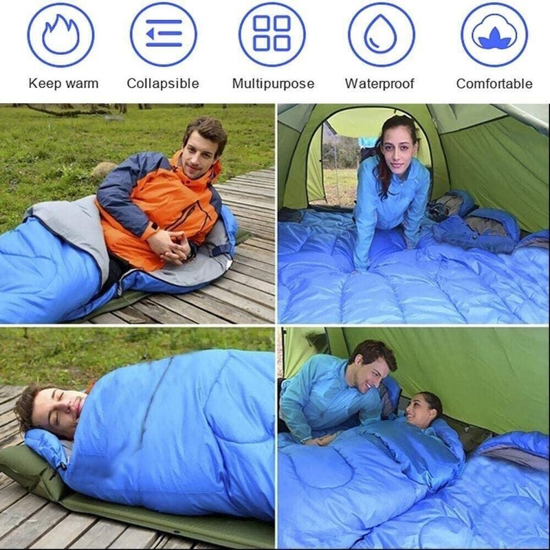 True Face Camping Sleeping Bag 3-4 Season Warm & Cool Weather Hooded Rectangular Single Sleep Bags For Hiking Backpacking Lightweight Packable Travelling Outdoor - Image 4