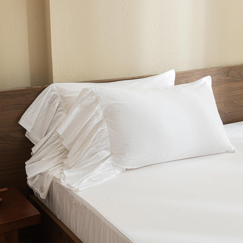 Queens House White Pillowcases Ruffle Pillow Shams Standard Size Set of 2Style G