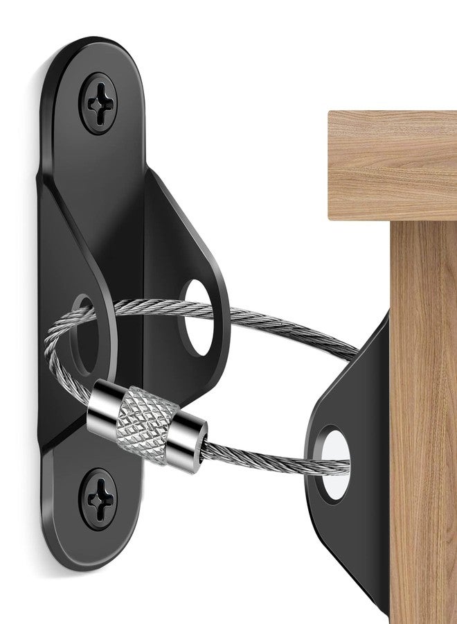 Onprix Furniture Anti-Tip Anchors for Baby Proofing, Anti Tip Safety Stainless Steel Straps Earthquake Resistant Anchor Securing Prevent Children Older Pet from Falling Wall (Black, 2 Pack) - Image 1