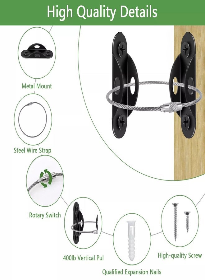 Onprix Furniture Anti-Tip Anchors for Baby Proofing, Anti Tip Safety Stainless Steel Straps Earthquake Resistant Anchor Securing Prevent Children Older Pet from Falling Wall (Black, 2 Pack) - Image 5