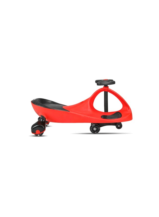 ZIGGY Swing Car Ride-On Toy for Kids Ages 2+ | Red Wiggle Car with LED PU Wheels, Butterfly Steering, Footrests, No Batteries or Pedals | ZG-2000 - Image 2
