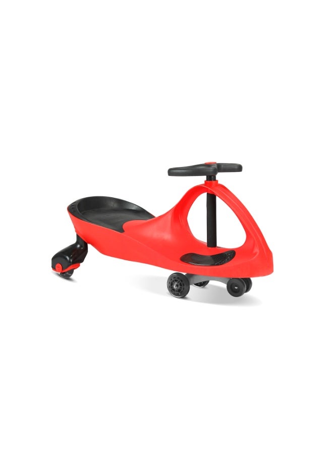 ZIGGY Swing Car Ride-On Toy for Kids Ages 2+ | Red Wiggle Car with LED PU Wheels, Butterfly Steering, Footrests, No Batteries or Pedals | ZG-2000 - Image 1