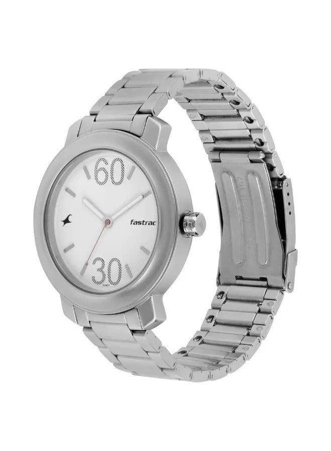 fastrack ساعة يد رجالية تناظرية بشكل دائري من الفولاذ المقاوم للصدأ - 3222SM01 - 52 مم - Image 3