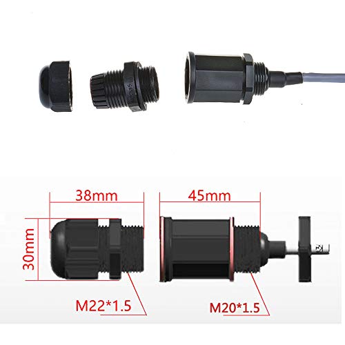 ANMBEST 5PCS M20 RJ45 Waterproof Cat5 8P8C Connector IP67 Ethernet LAN Cable Connector Double Head with Cat5 Network Cable Outdoor LAN Coupler Adapter Male to Female - Image 2