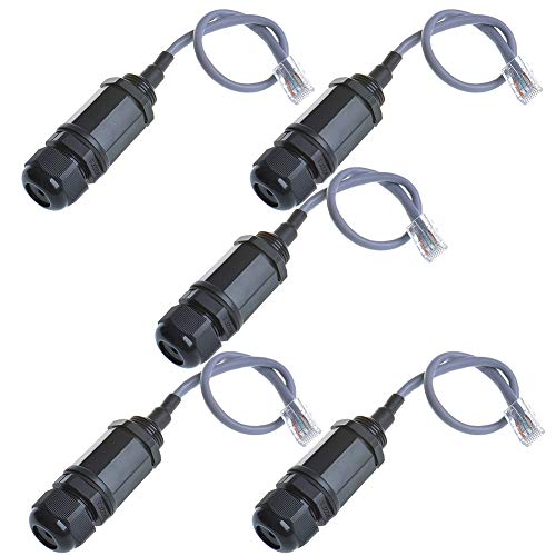 ANMBEST 5PCS M20 RJ45 Waterproof Cat5 8P8C Connector IP67 Ethernet LAN Cable Connector Double Head with Cat5 Network Cable Outdoor LAN Coupler Adapter Male to Female - Image 1