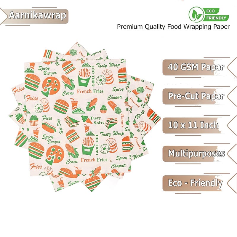 Aarnikawrap Wrapping Butter Paper I Oil Proof Sandwich Wrap Paper I Food Wrapping Paper I Oil Absorbing Sheets I Cooking Butter Paper I GSM 40 10x11Inch Multicolor 100 - Image 5