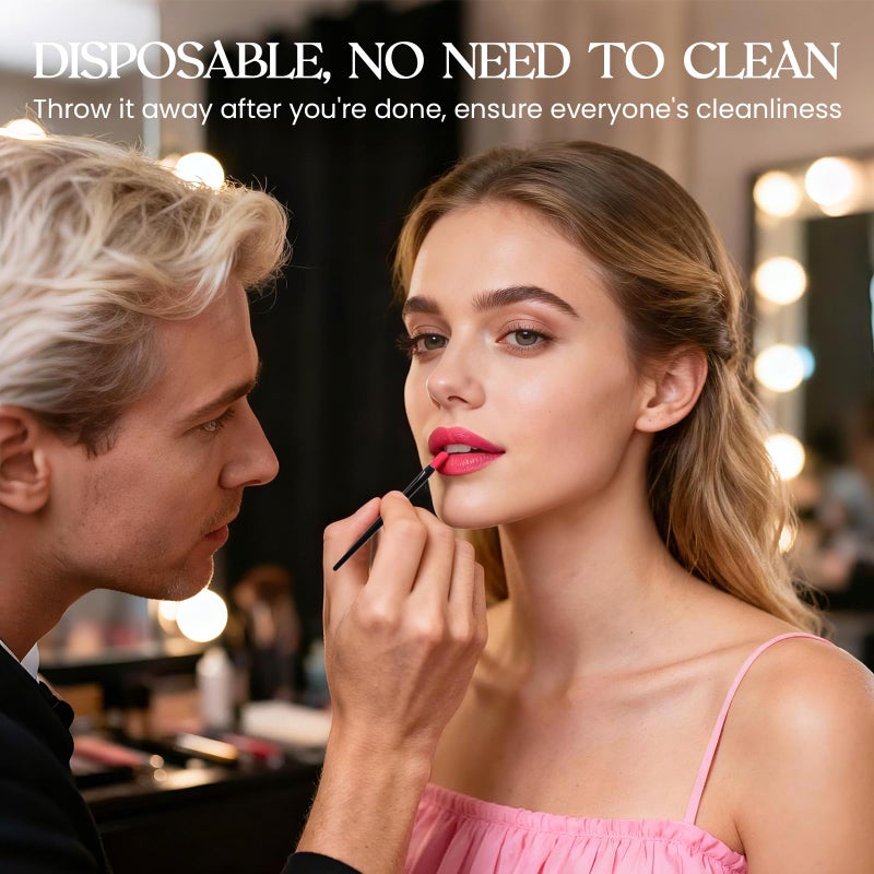 UTENEW 50 Pieces Lip Brushes, Pro Multifunctional Makeup Brush, Lipstick Gloss Wands Applicator Cosmetic Tool Kits, Black - Image 4