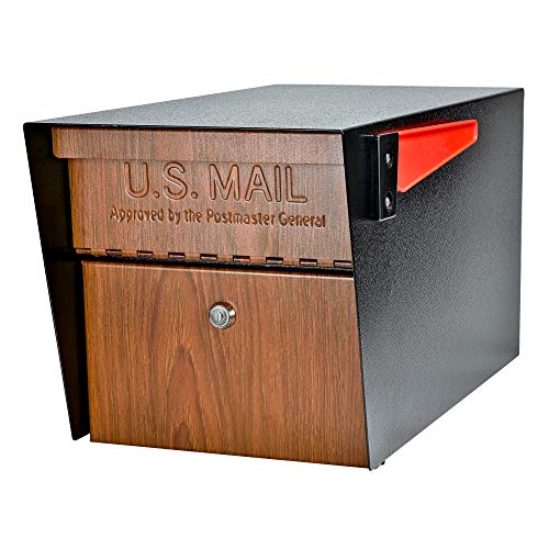 Mail Boss Curbside, Wood Grain 7510 Mail Manager Locking Security Mailbox, Steel, Black - Image 1