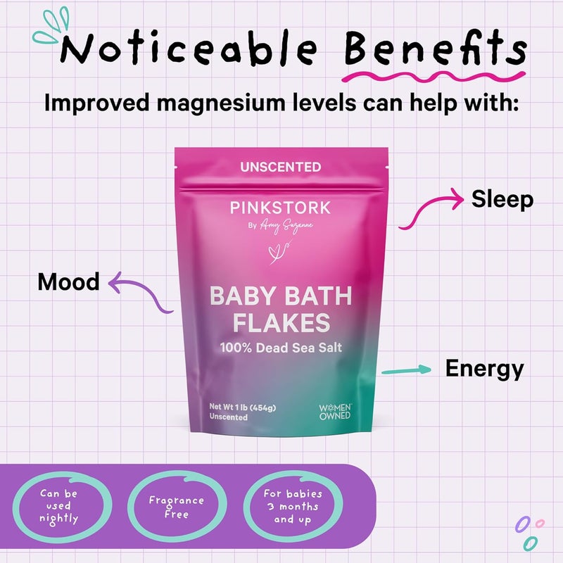 Pink Stork Baby Bath Flakes - Unscented Magnesium Salts - Image 3