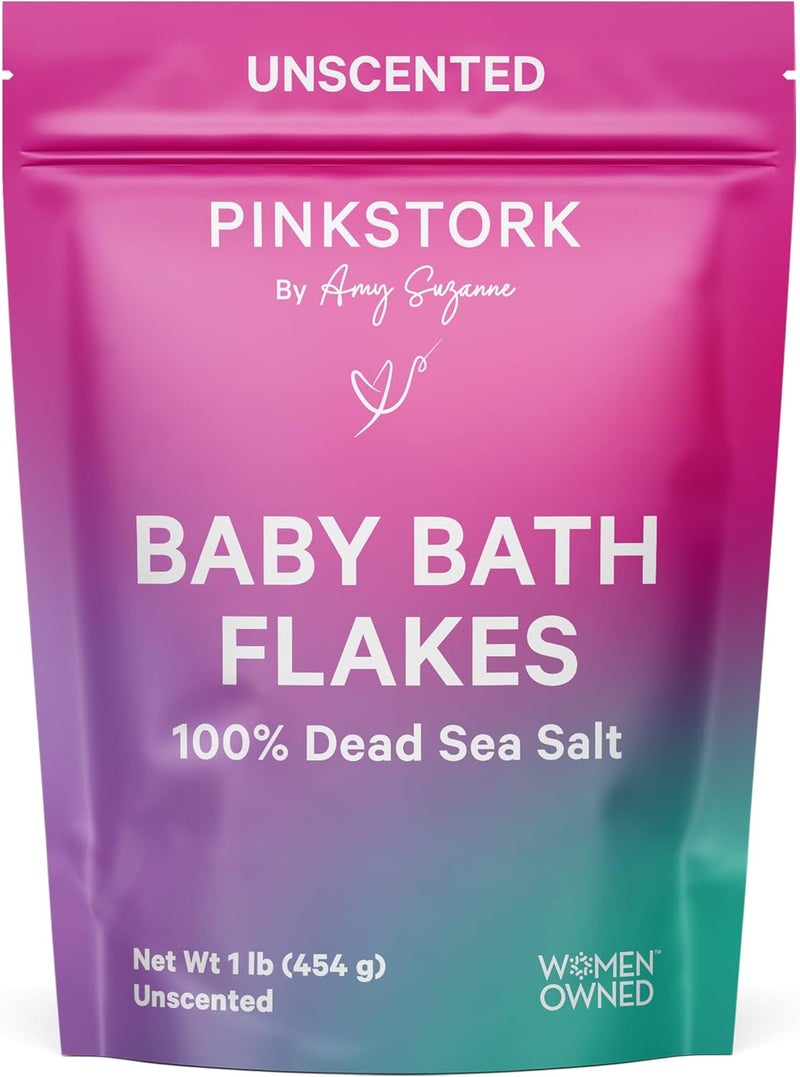 Pink Stork Baby Bath Flakes - Unscented Magnesium Salts - Image 1
