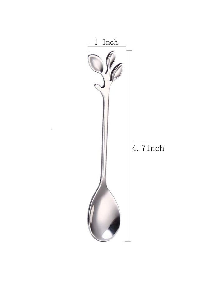 LumiArk Stainless Steel Coffee Spoon Set 10 Pieces Leaf Shape Durable Teaspoons for Kitchen Dining Tableware Everyday Use - Image 2