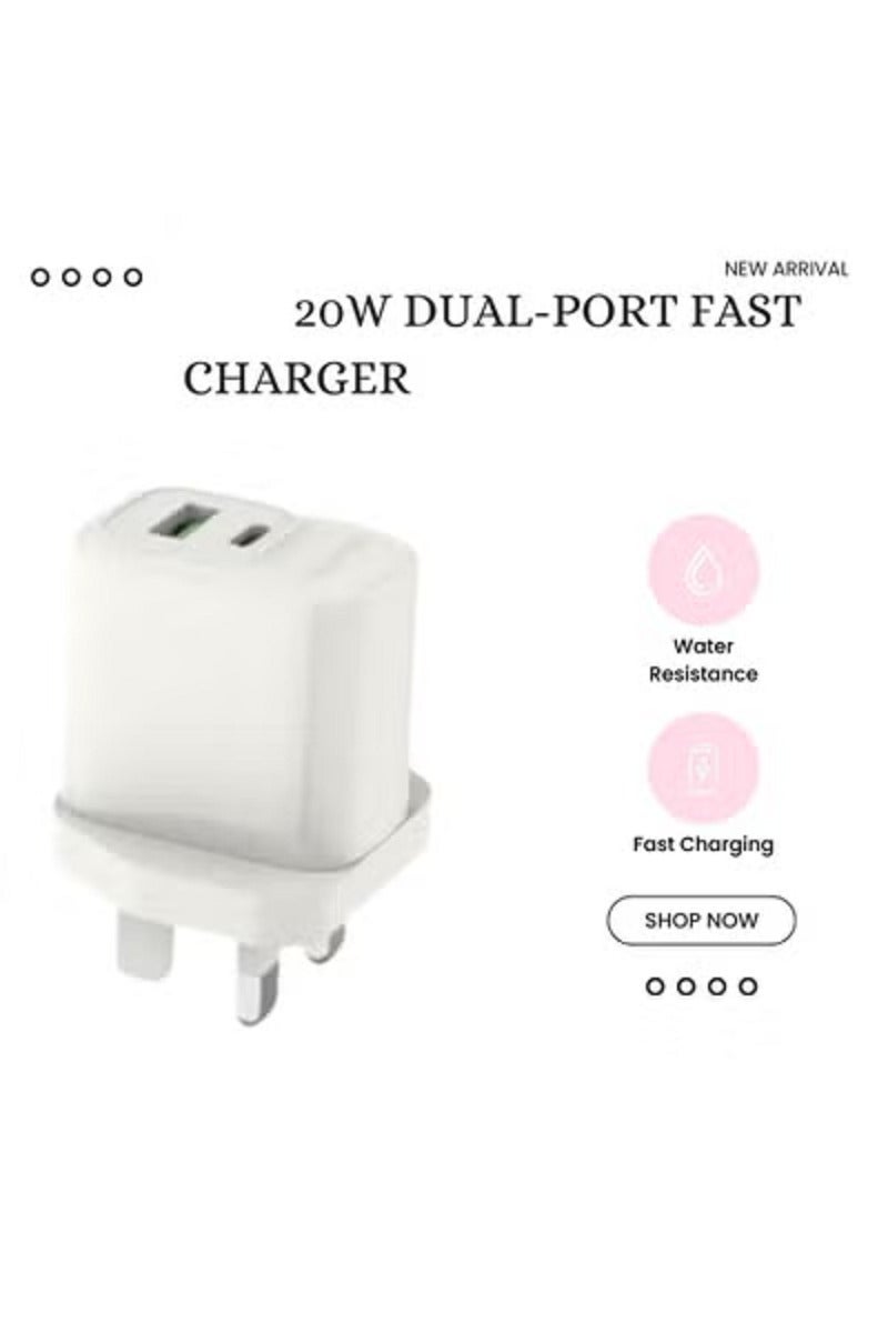 فين ديونز محول شحن فائق السرعة USB-C بقوة 20 وات | متوافق مع S24 S23 S22 S21 S20 Ultra S24 S23 S22 S21 A53 A15 A55 A54 - محول طاقة من النوع C - Image 2