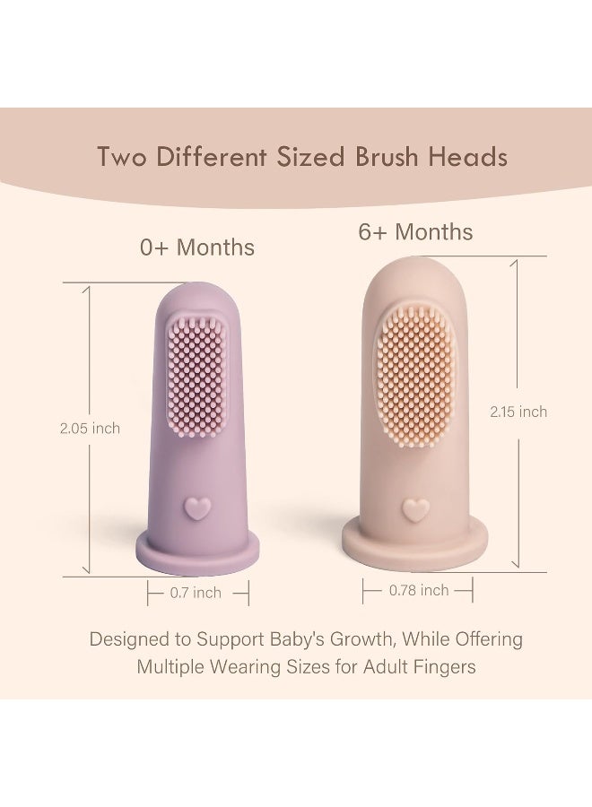 Moonkie Baby Finger Toothbrush Tongue Oral Cleaner Kit for 3 Months +, 3 Pcs (Blush/Pale Mauve/Blush) - Image 2