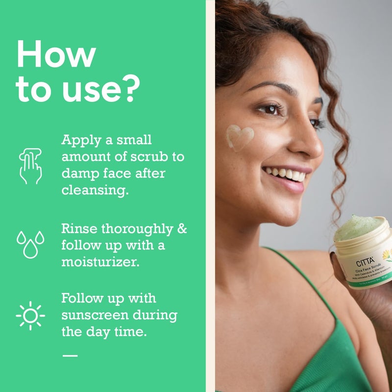 CITTA Cica Face Scrub For Tan  Dead Cells Removal  Indias 1st Frosted Texture Scrub For Oily  Sensitive Skin  3 Benefits In One  Gently Exfoliates Skin Detans  Restores Barrier  For Men  Women  NonDrying  Centella Asiatica For Rejuvenation  50 gm - Image 5