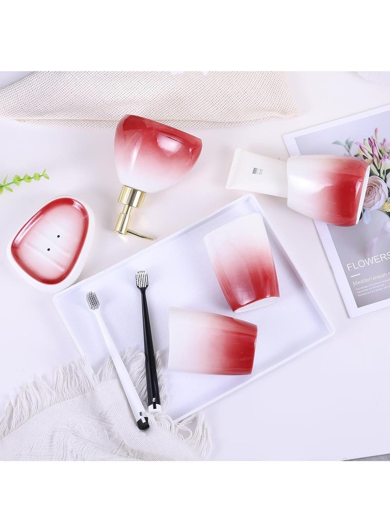 Y&D Bathroom Accessories Set,Modern Countertop Bathroom Decor,Luxury 6 Piece Bathroom Accessory Set,Complete with Soap Dispenser,Toothbrush Holder,Tumbler,Tray - Image 3