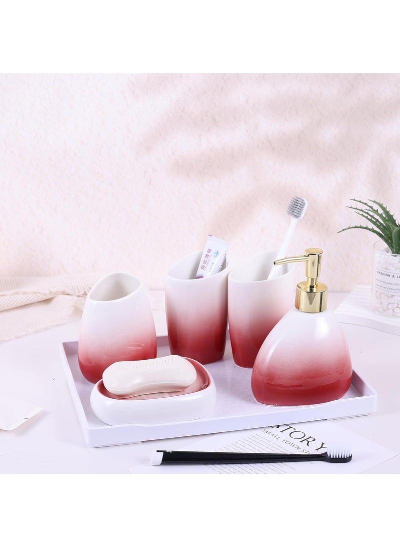 Y&D Bathroom Accessories Set,Modern Countertop Bathroom Decor,Luxury 6 Piece Bathroom Accessory Set,Complete with Soap Dispenser,Toothbrush Holder,Tumbler,Tray - Image 5