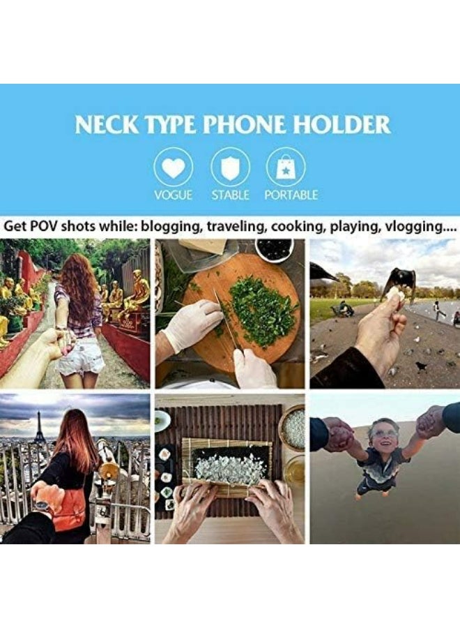 Neck Holder Lazy Neck Holder Stand Universal Neck Hanging Holder Smart Phone Sport Camera Self-timer Tool Adjustable 4-6 inch Bracket Compatible with iPhone Compatible with Samsung GoPro Black - Image 3