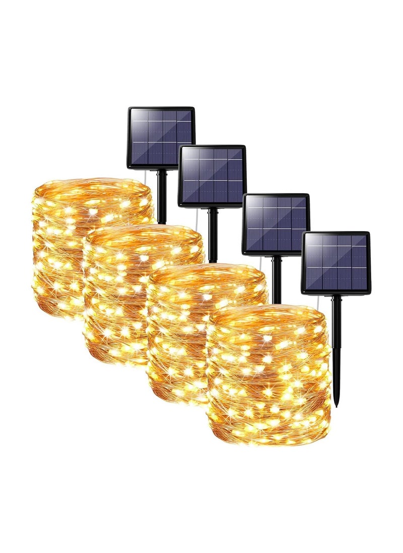 Generic Solar String Lights Outdoor, 4-Pack Each 72ft 200 LED Solar Powered Fairy Lights Waterproof with 8 Lighting Modes Copper Wire Lights Decoration for Patio, Garden, Tree, Party  - Image 1
